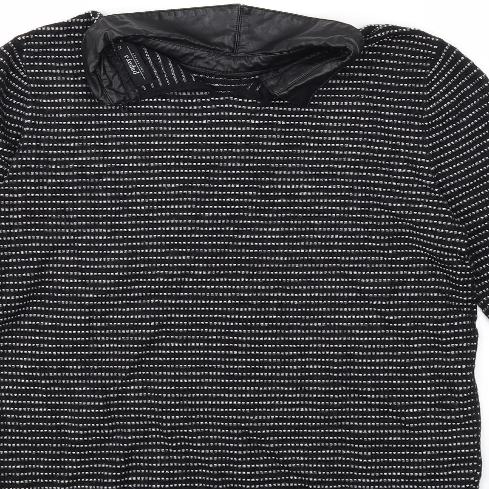 Papaya Womens Black Striped Knit Pullover Jumper Size 12