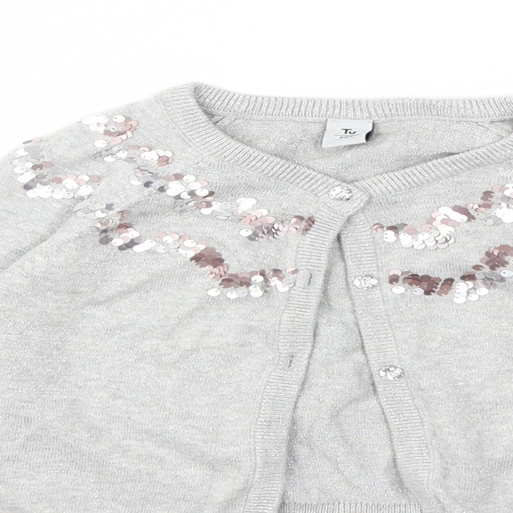 TU Girls Grey   Cardigan Jumper Size 8 Years