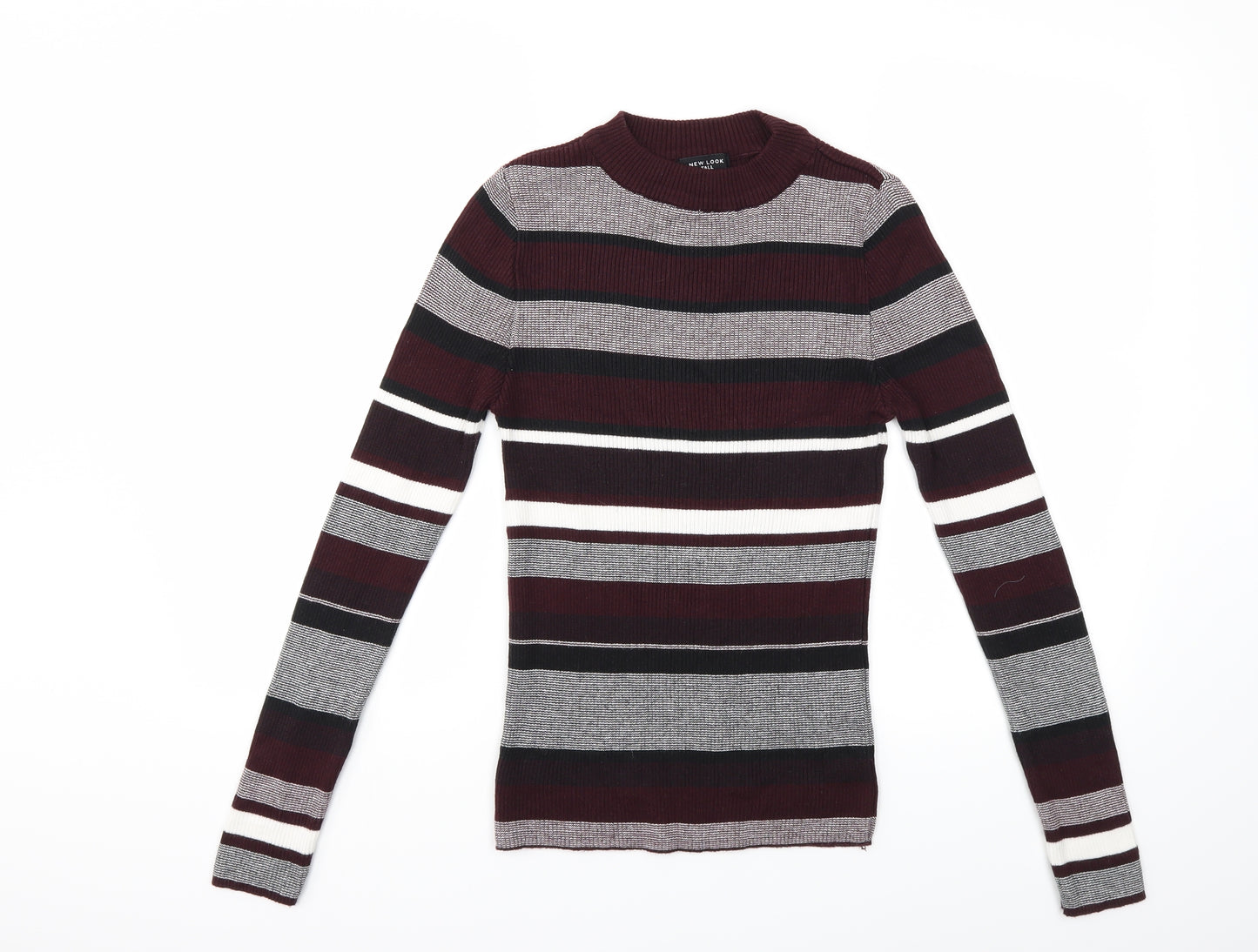 New Look Womens Red Striped Knit Pullover Jumper Size 10