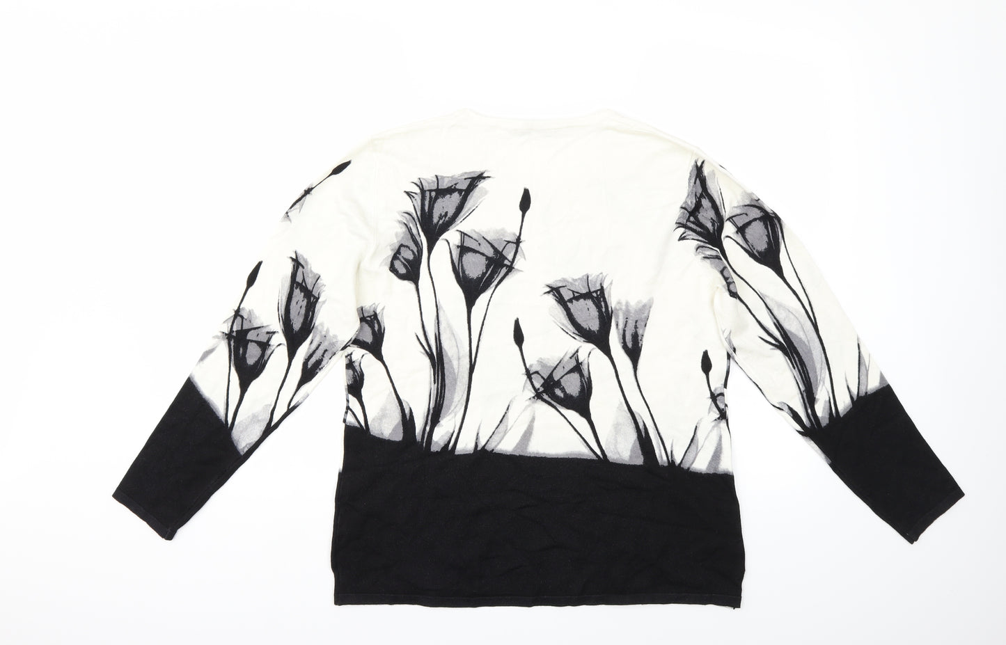 Tru Collection Womens White Floral  Pullover Jumper Size L