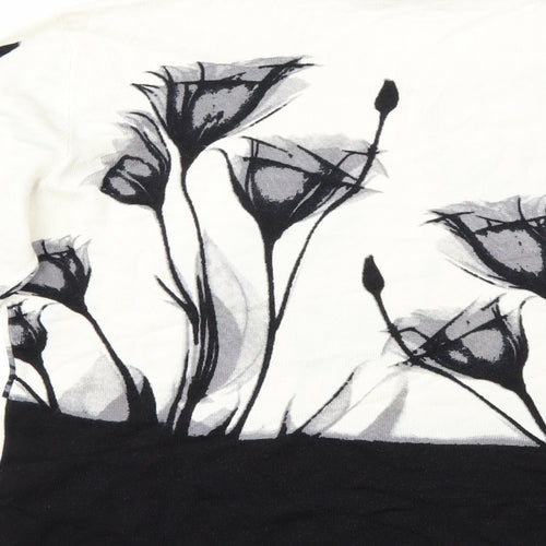 Tru Collection Womens White Floral  Pullover Jumper Size L