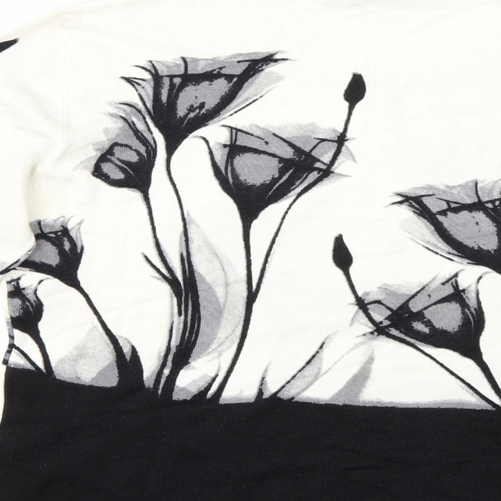 Tru Collection Womens White Floral  Pullover Jumper Size L