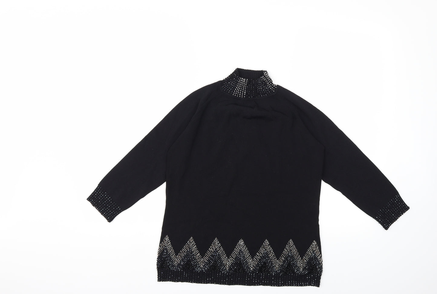Claudia C Womens Black  Knit Pullover Jumper Size L