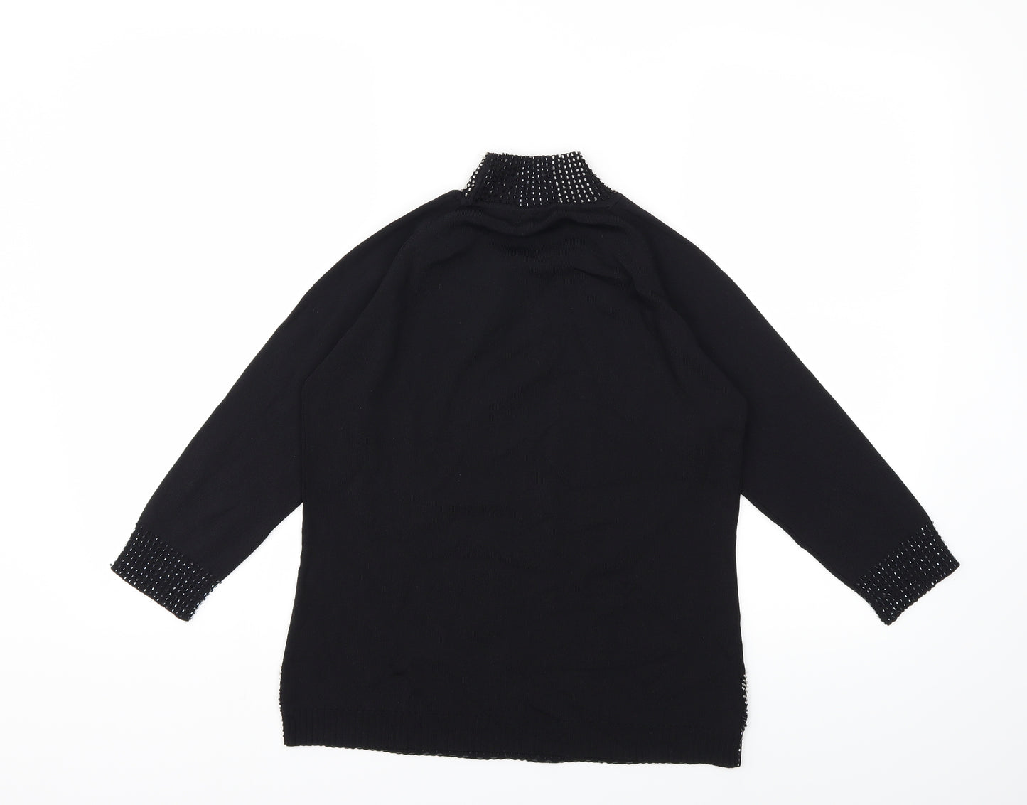 Claudia C Womens Black  Knit Pullover Jumper Size L