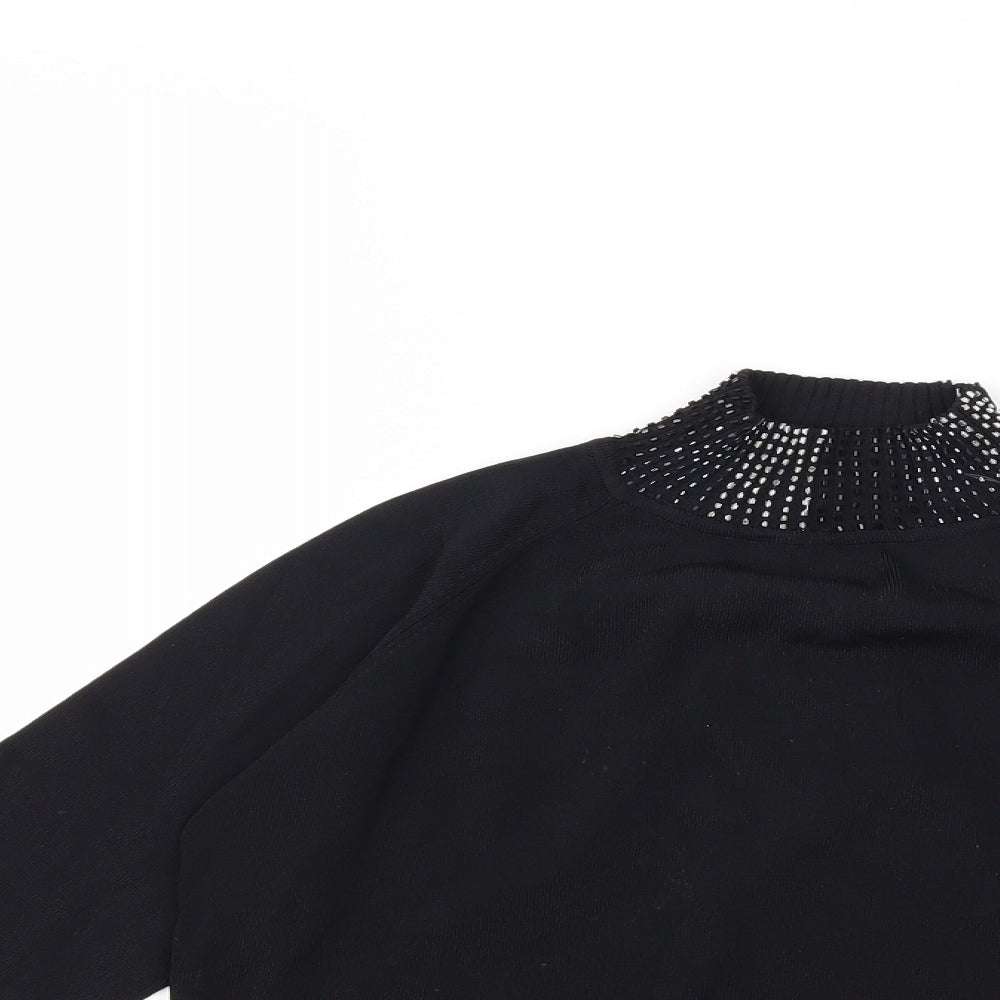 Claudia C Womens Black  Knit Pullover Jumper Size L