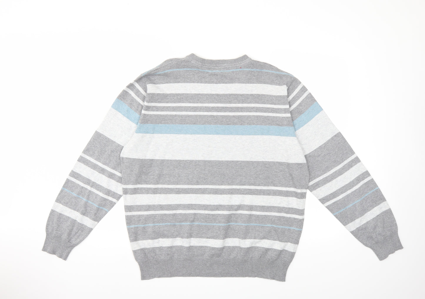 NEXT Mens Grey Striped Knit Pullover Jumper Size L