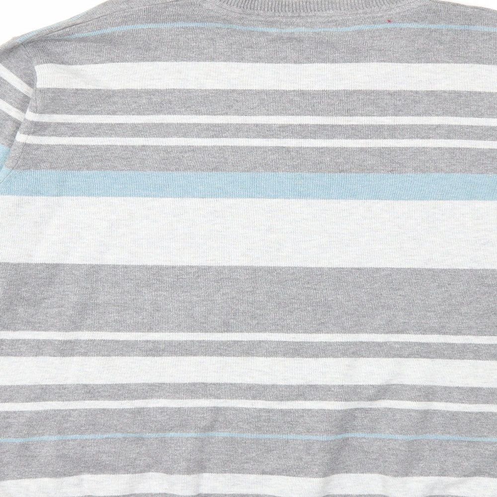 NEXT Mens Grey Striped Knit Pullover Jumper Size L