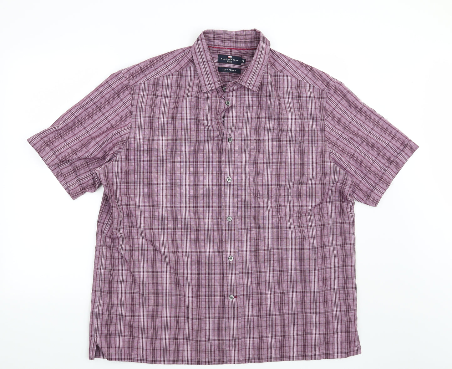 Blue Harbour Mens Purple Check   Button-Up Size XL