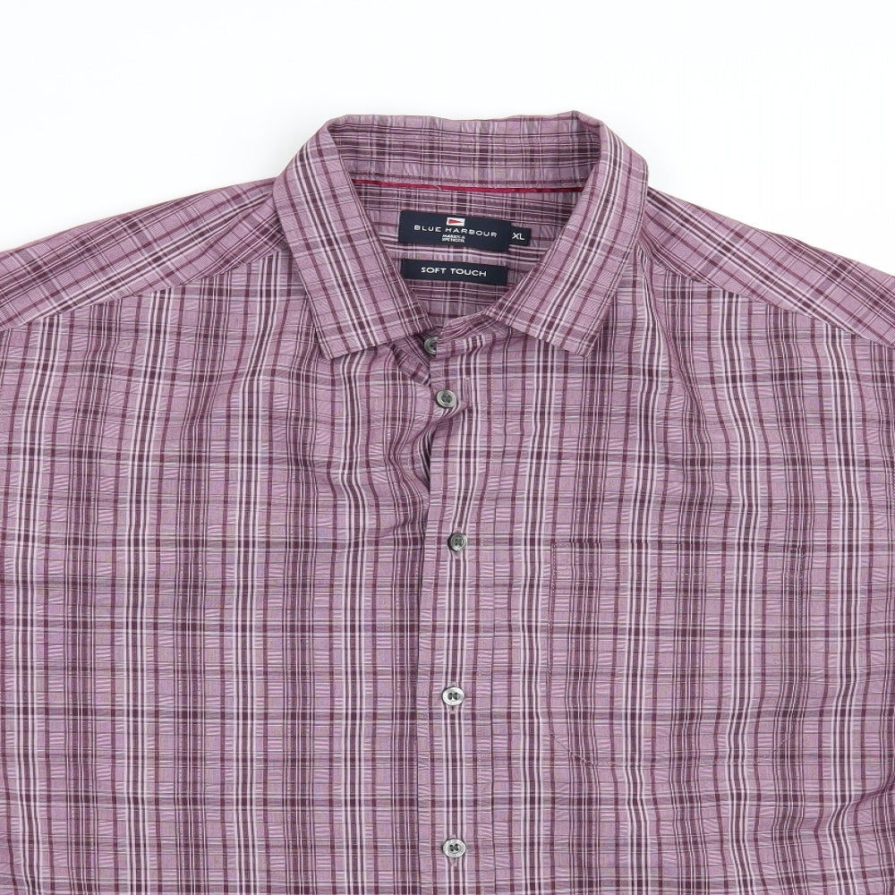 Blue Harbour Mens Purple Check   Button-Up Size XL