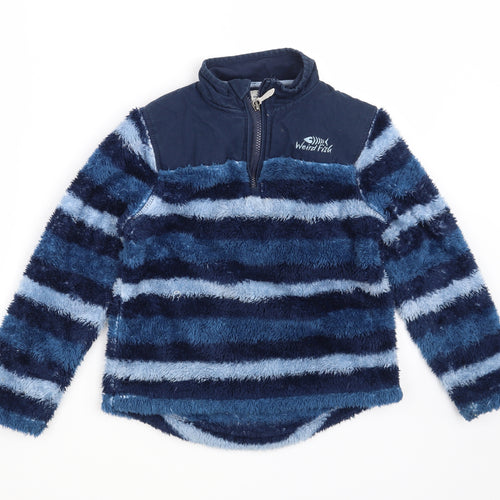 Weird Fish Girls Blue Striped  Pullover Sweatshirt Size 7-8 Years