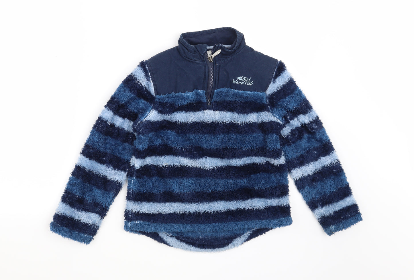 Weird Fish Girls Blue Striped  Pullover Sweatshirt Size 7-8 Years
