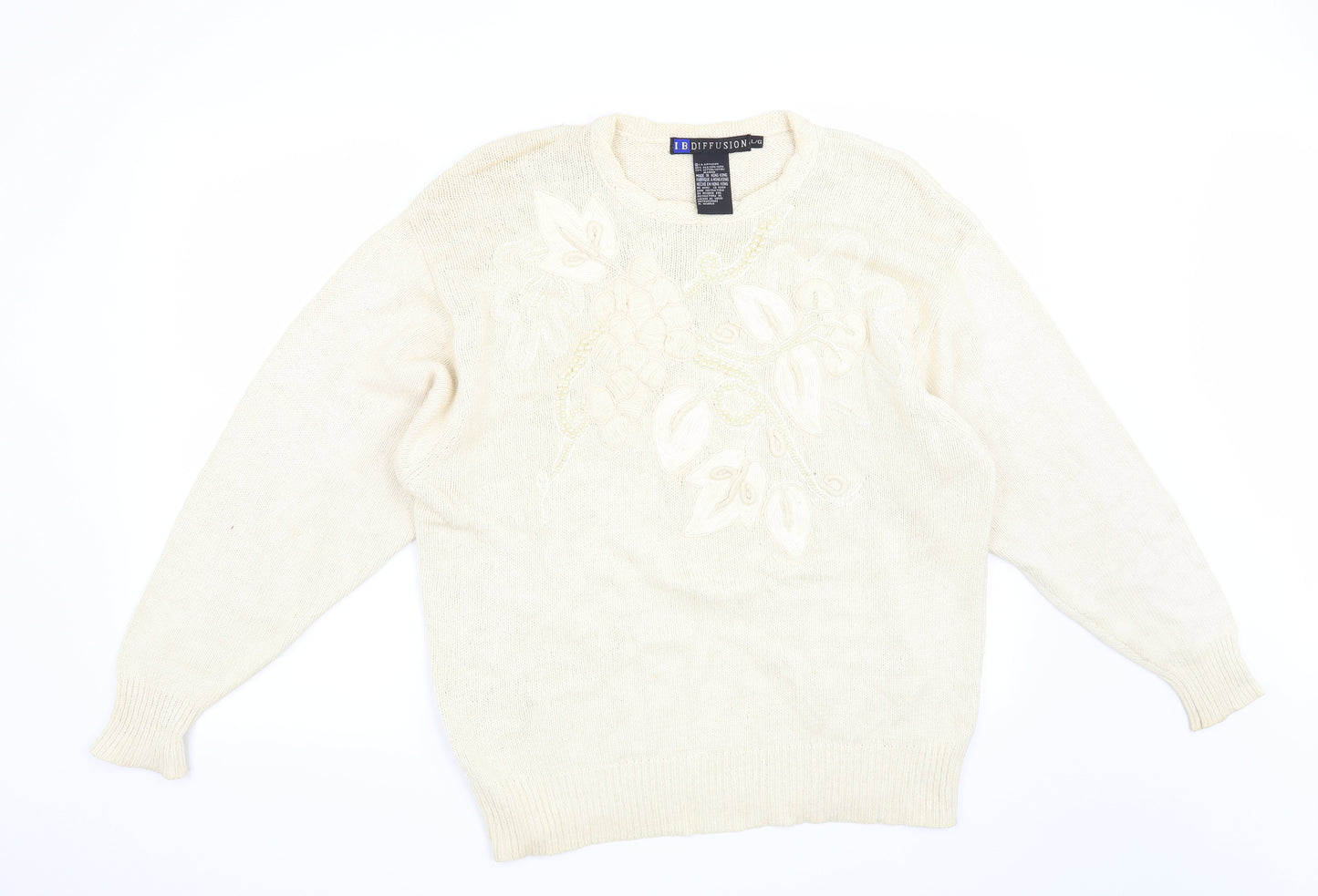 Preworn Womens Beige Floral  Pullover Jumper Size L