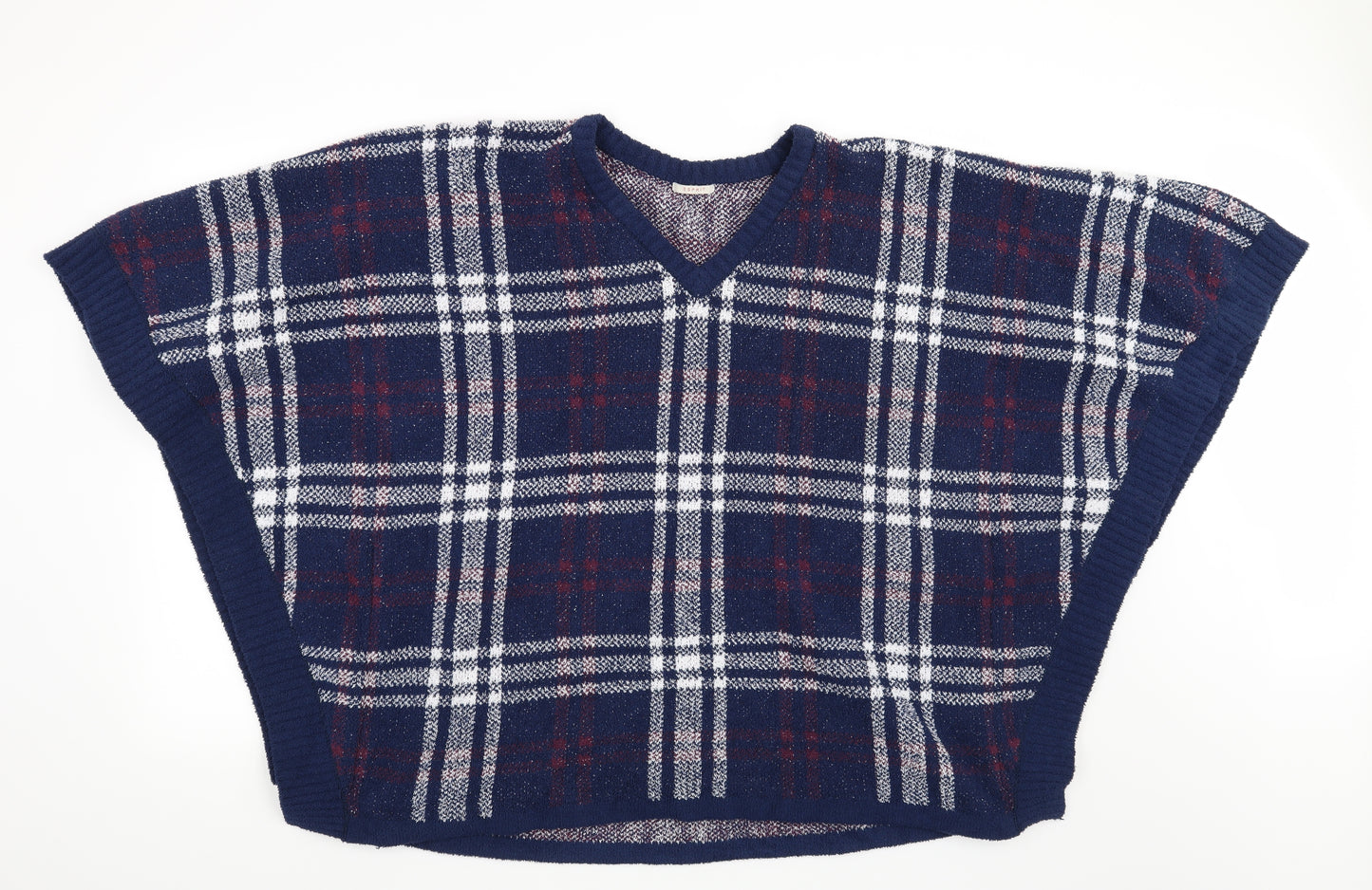 Esprit Womens Blue Check  Pullover Jumper One Size