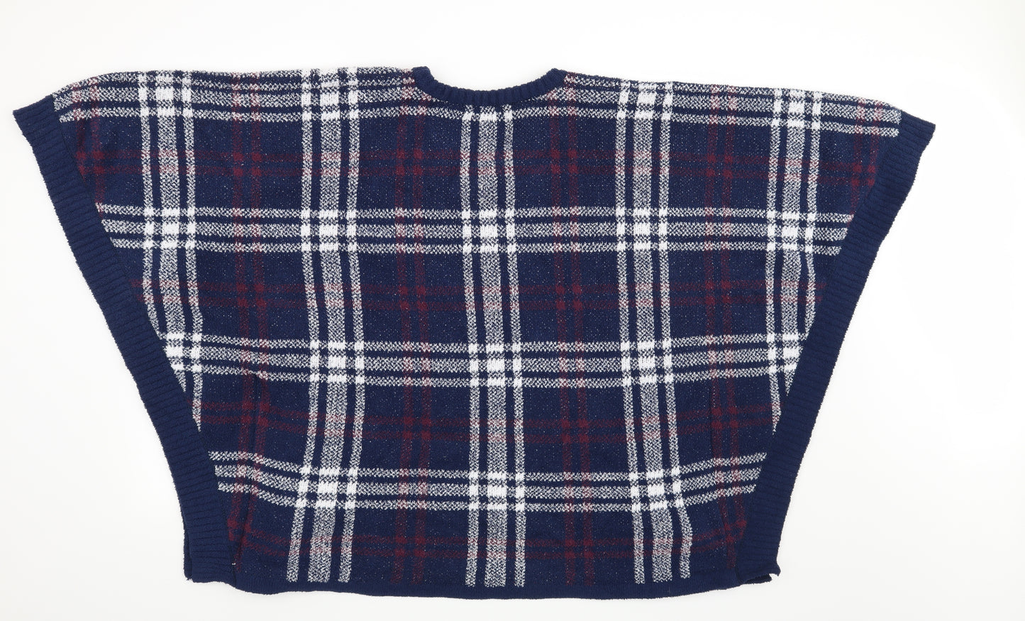 Esprit Womens Blue Check  Pullover Jumper One Size