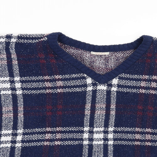 Esprit Womens Blue Check  Pullover Jumper One Size