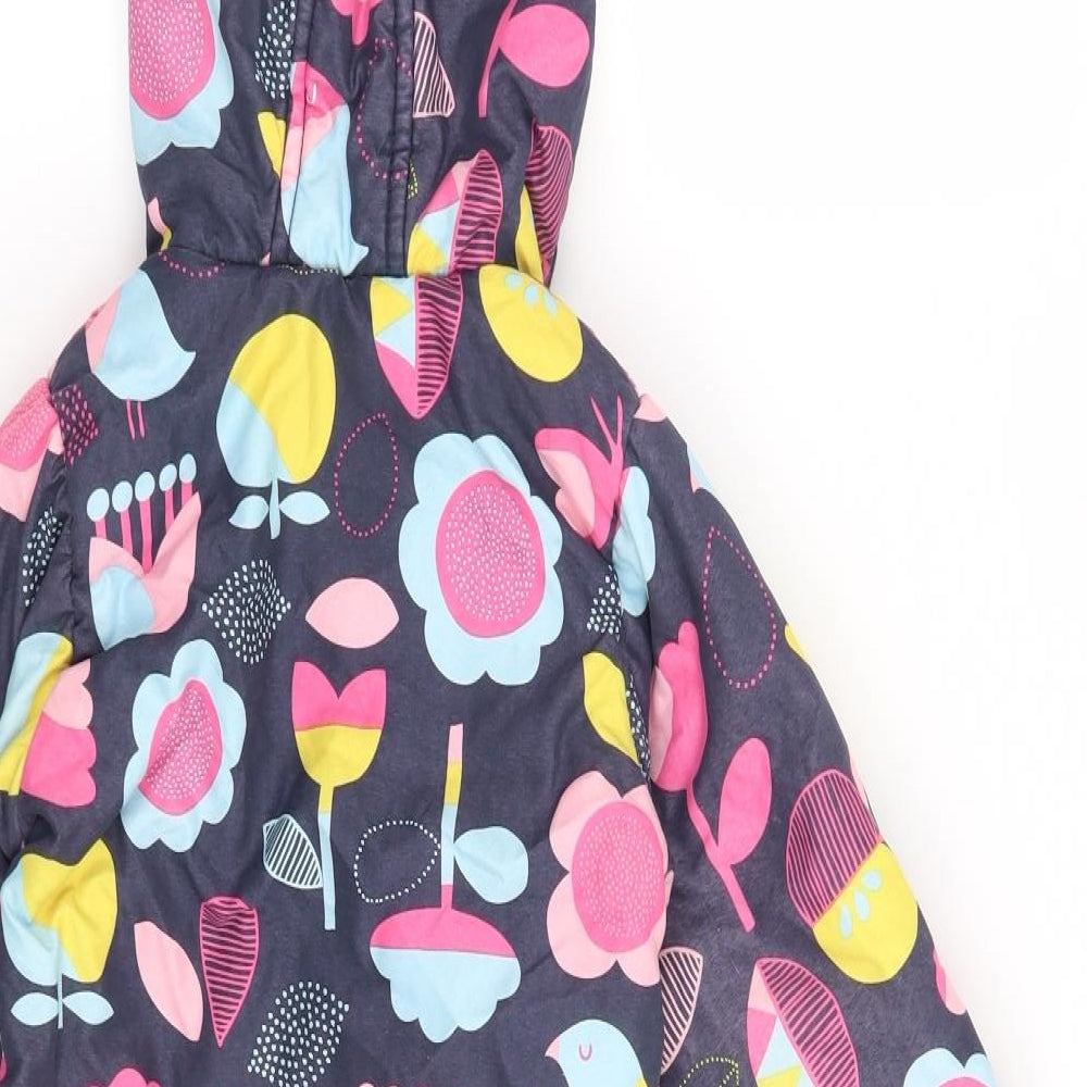 Marks and Spencer Girls Blue Floral  Overcoat Snowsuit Size 9-12 Months