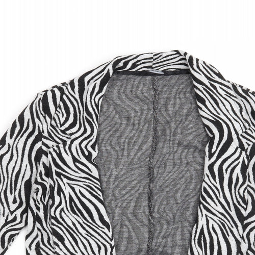 George Womens Black Animal Print  Jacket Blazer Size 12