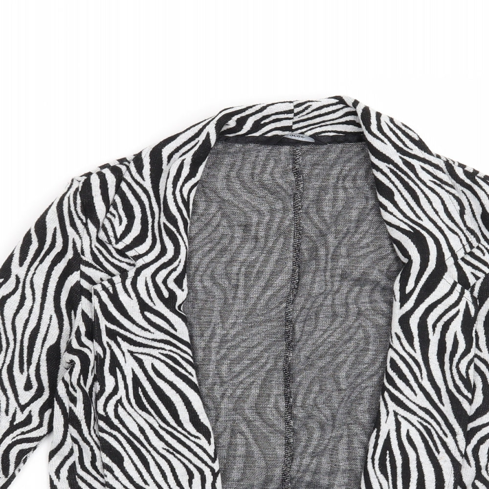 George Womens Black Animal Print  Jacket Blazer Size 12