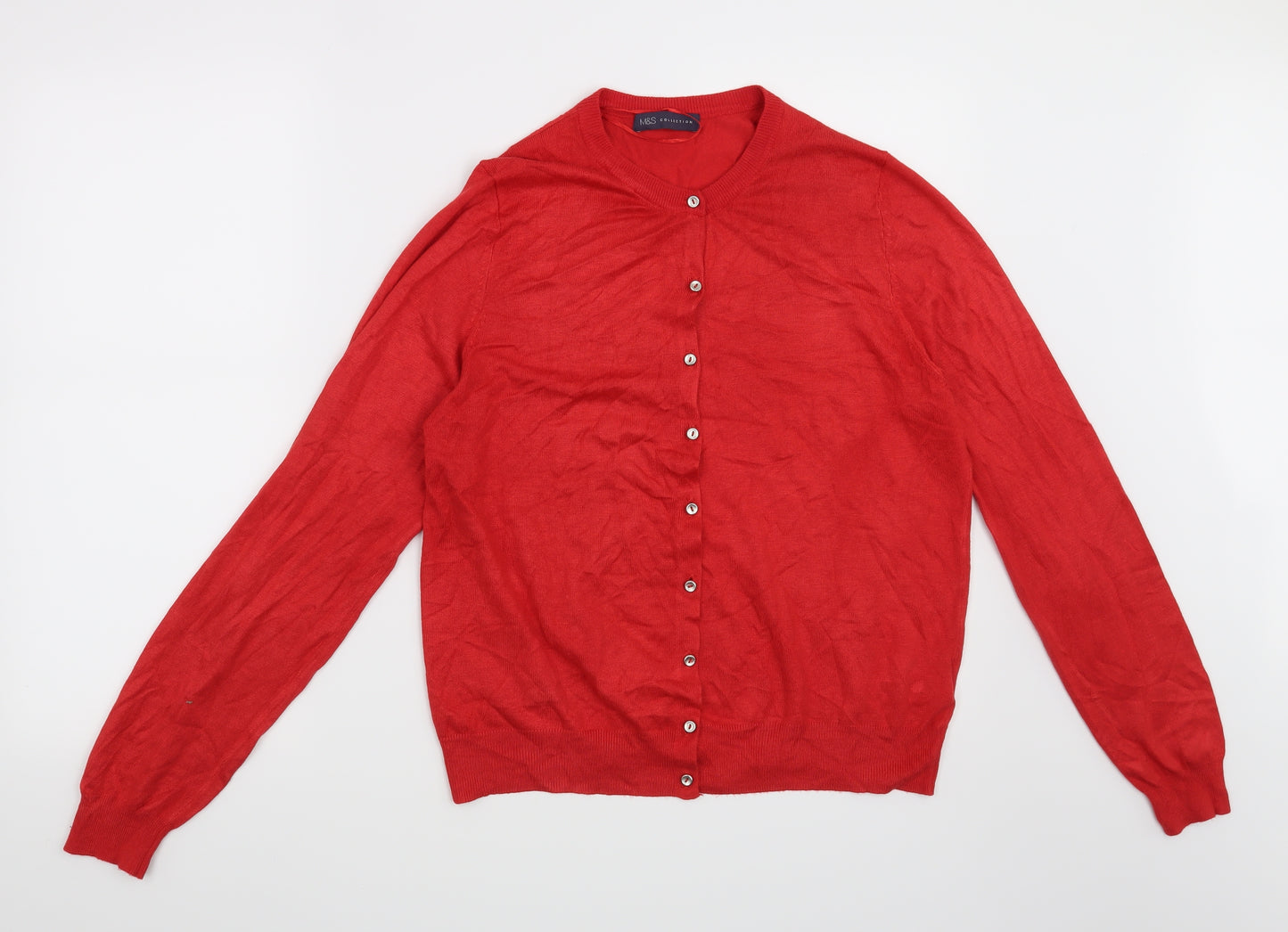Marks and Spencer Womens Red   Cardigan Jumper Size 16