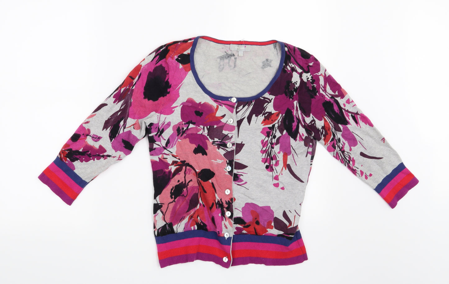 Per Una Womens Grey Floral  Cardigan Jumper Size 12