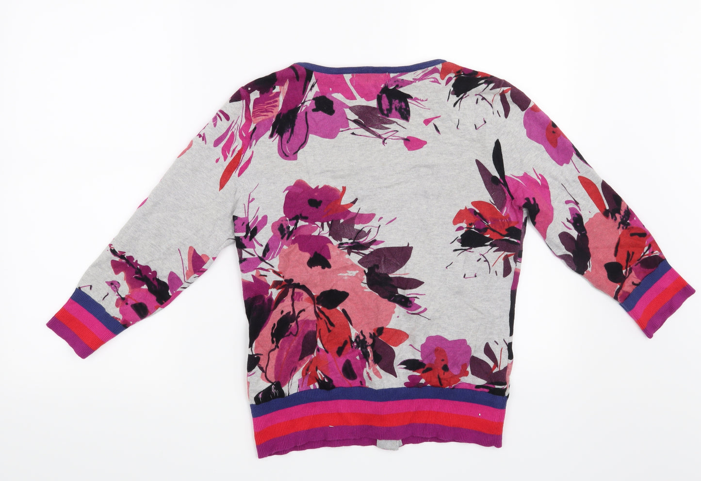 Per Una Womens Grey Floral  Cardigan Jumper Size 12