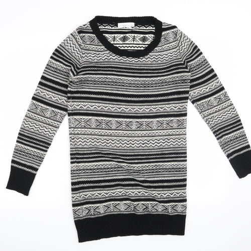 New Look Womens White Striped  Pullover Jumper Size 12