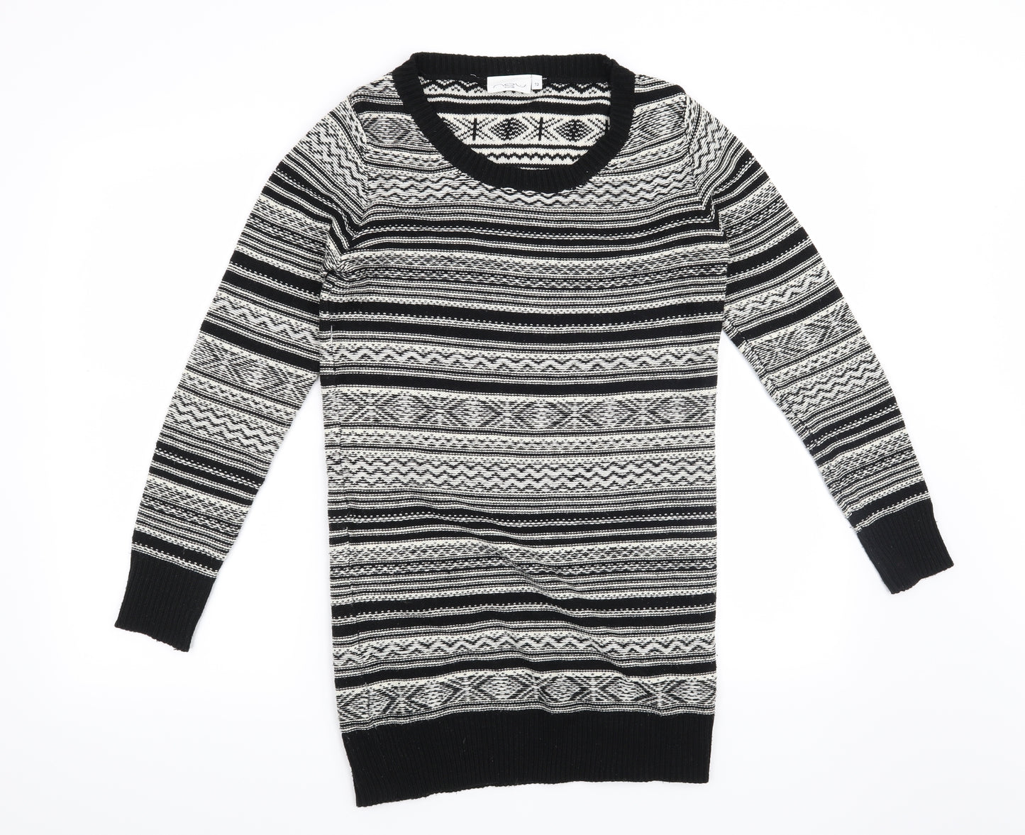 New Look Womens White Striped  Pullover Jumper Size 12