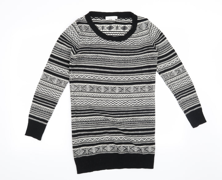 New Look Womens White Striped  Pullover Jumper Size 12