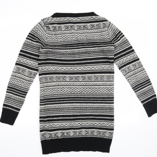 New Look Womens White Striped  Pullover Jumper Size 12
