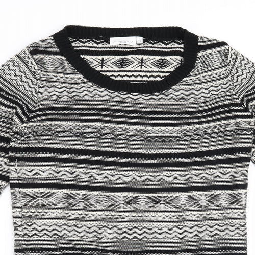 New Look Womens White Striped  Pullover Jumper Size 12