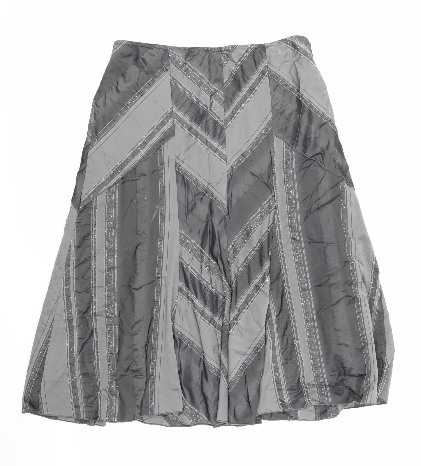 Joanna Hope Womens Grey Striped  A-Line Skirt Size 16