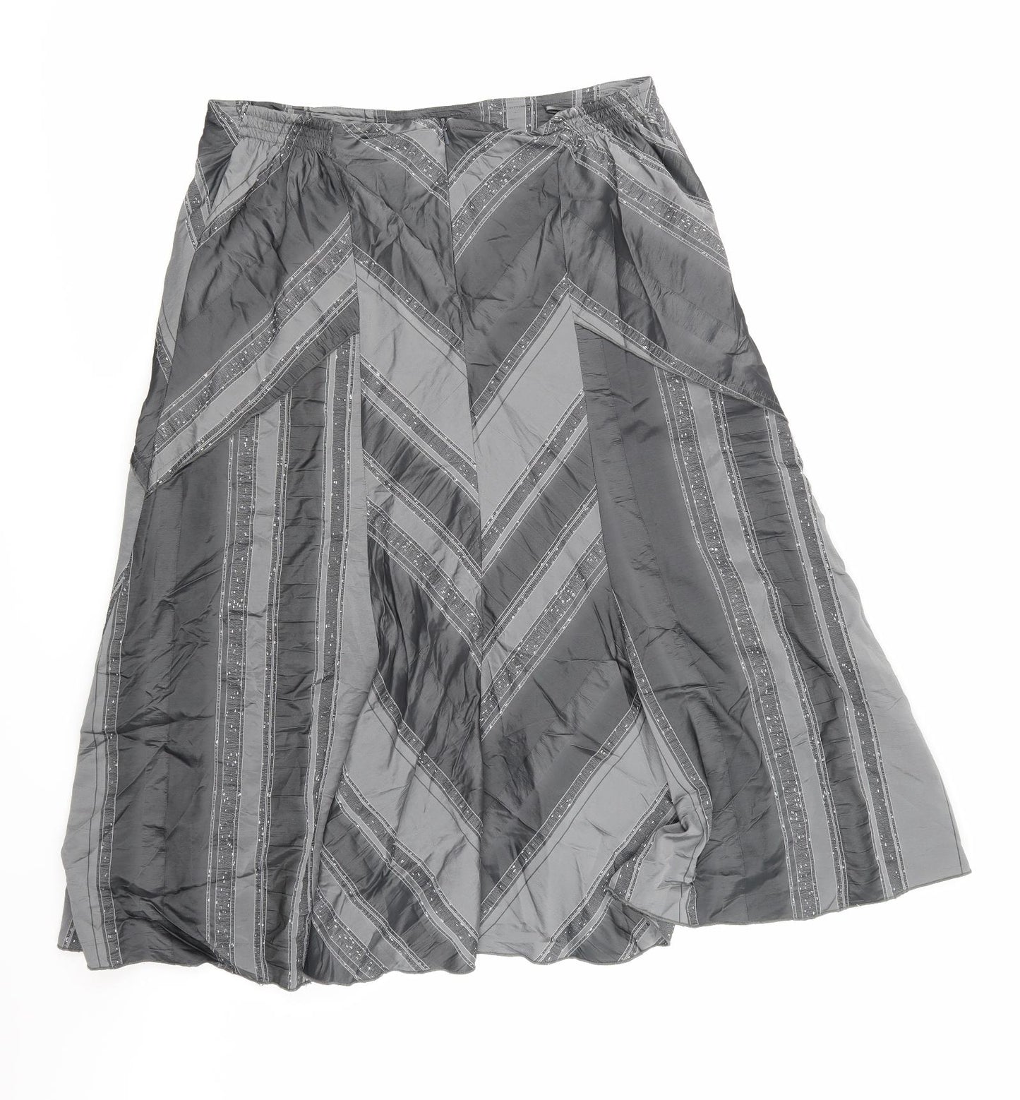 Joanna Hope Womens Grey Striped  A-Line Skirt Size 16