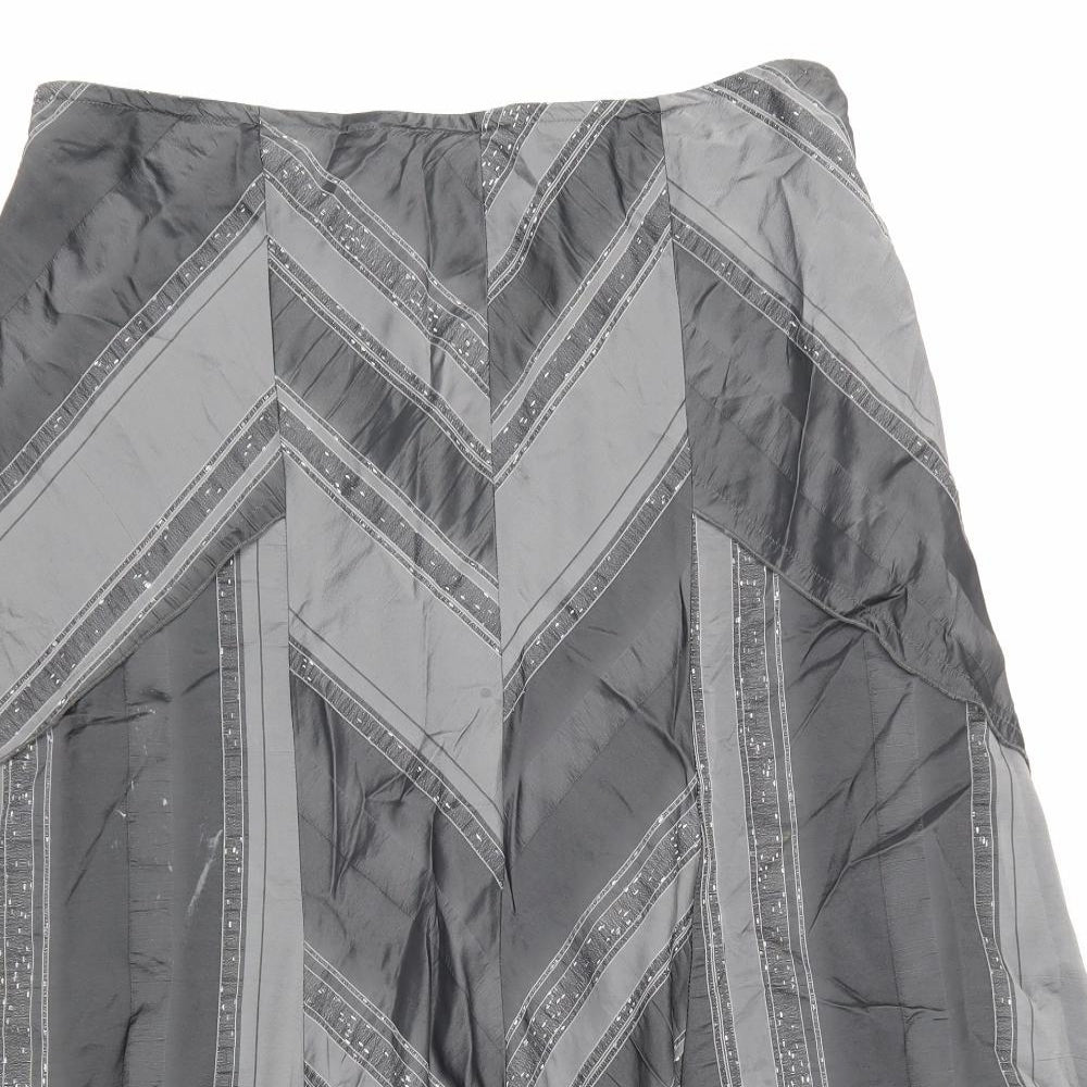 Joanna Hope Womens Grey Striped  A-Line Skirt Size 16
