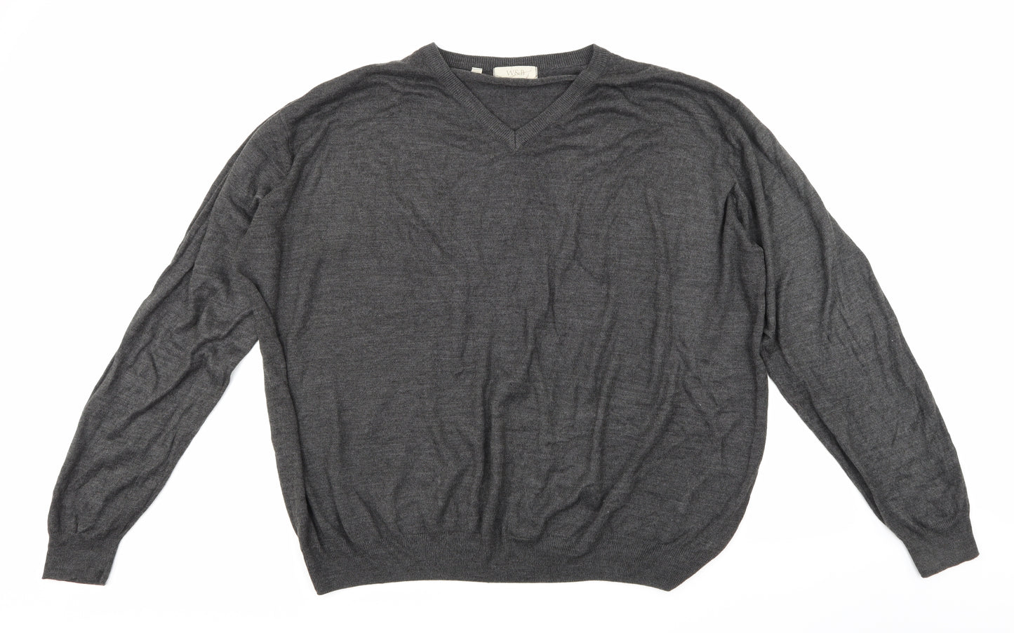 W&B Mens Grey  Knit Pullover Jumper Size 5XL