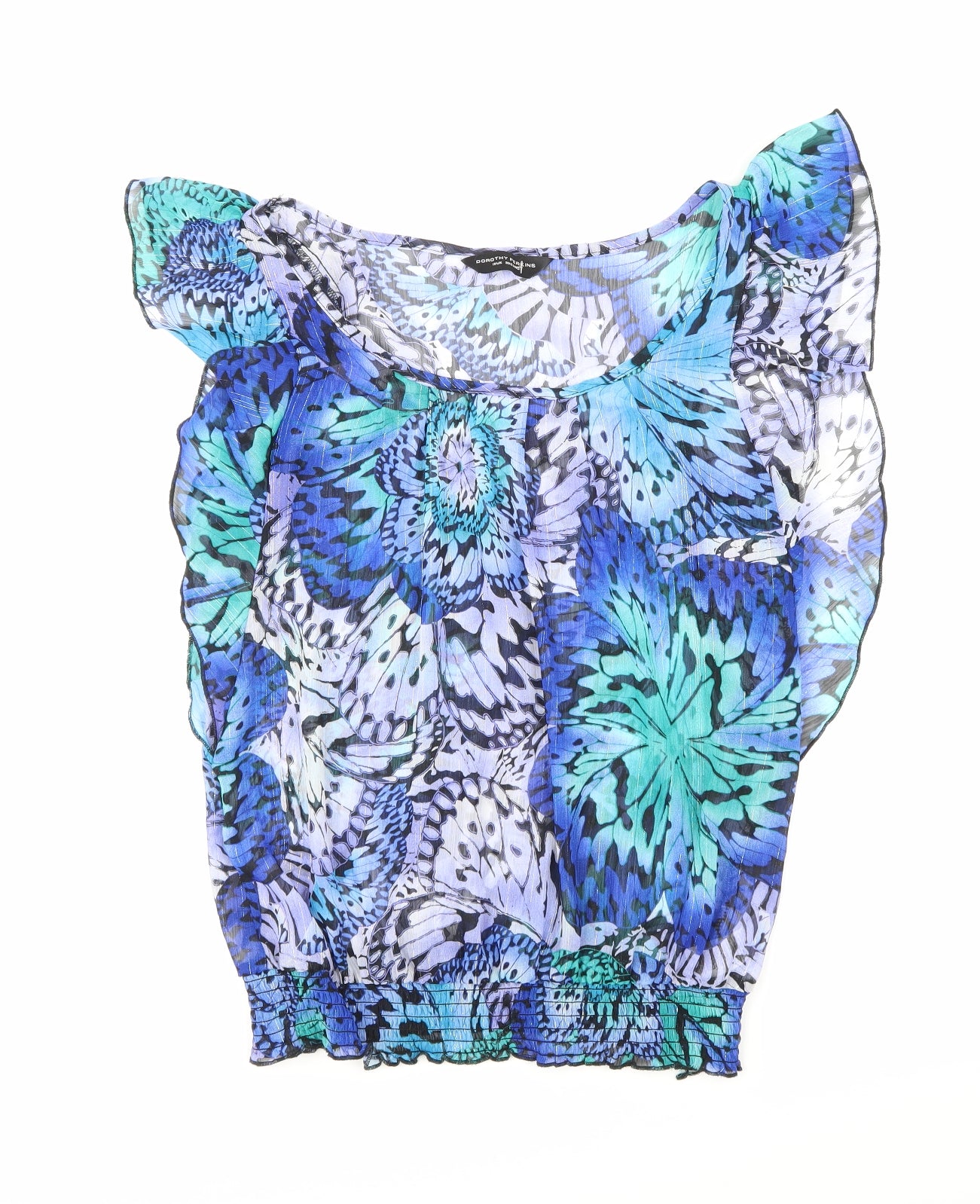 Dorothy Perkins Womens Blue Floral  Basic Blouse Size 10