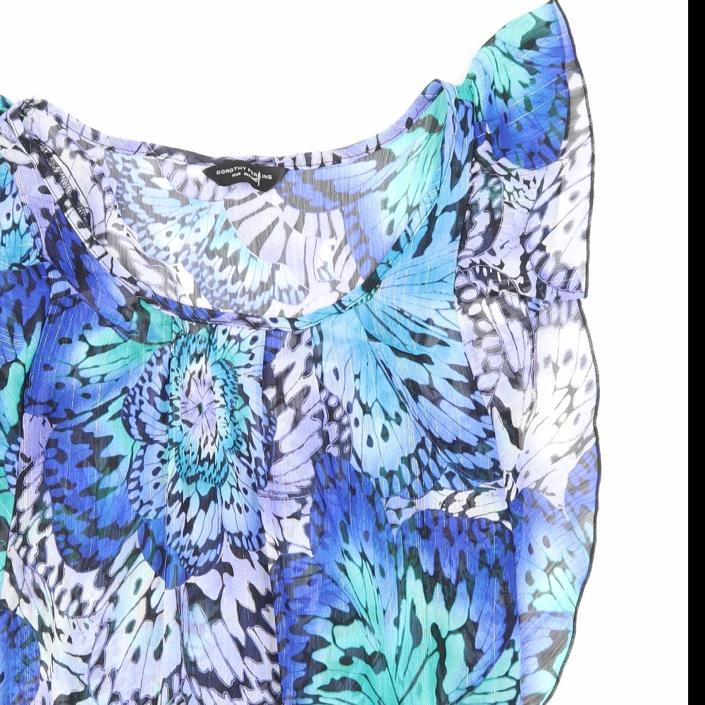 Dorothy Perkins Womens Blue Floral  Basic Blouse Size 10
