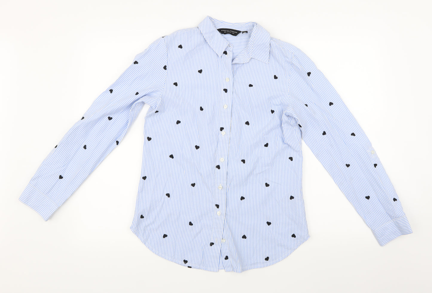 Dorothy Perkins Womens Blue Striped  Basic Button-Up Size 8