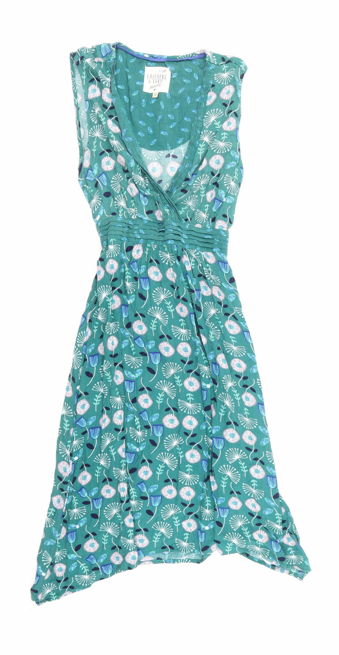Mantaray Womens Blue Floral  A-Line  Size 10
