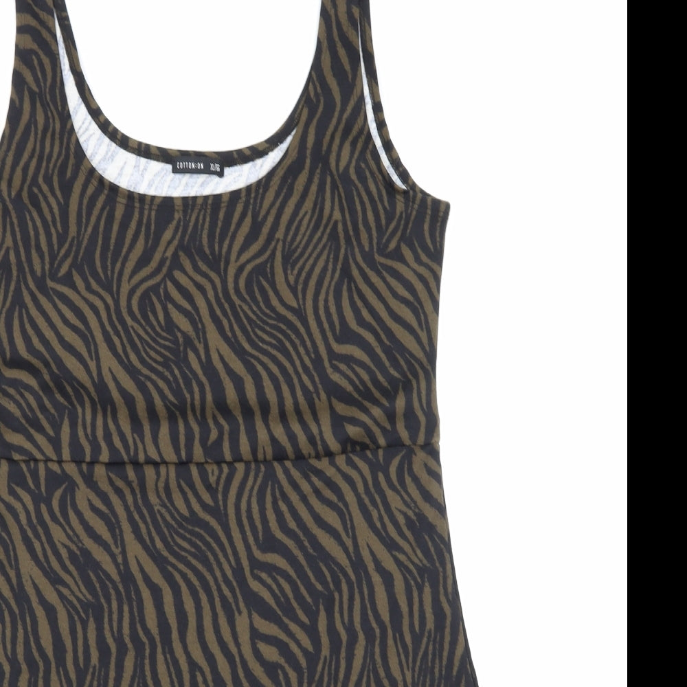 Cotton On Womens Brown Animal Print  A-Line  Size XL