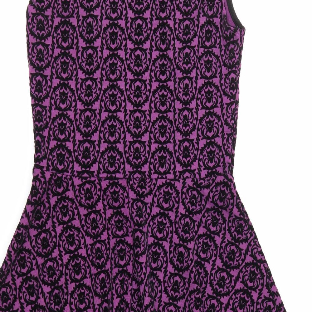 Joe Browns Womens Purple Floral  A-Line  Size 10