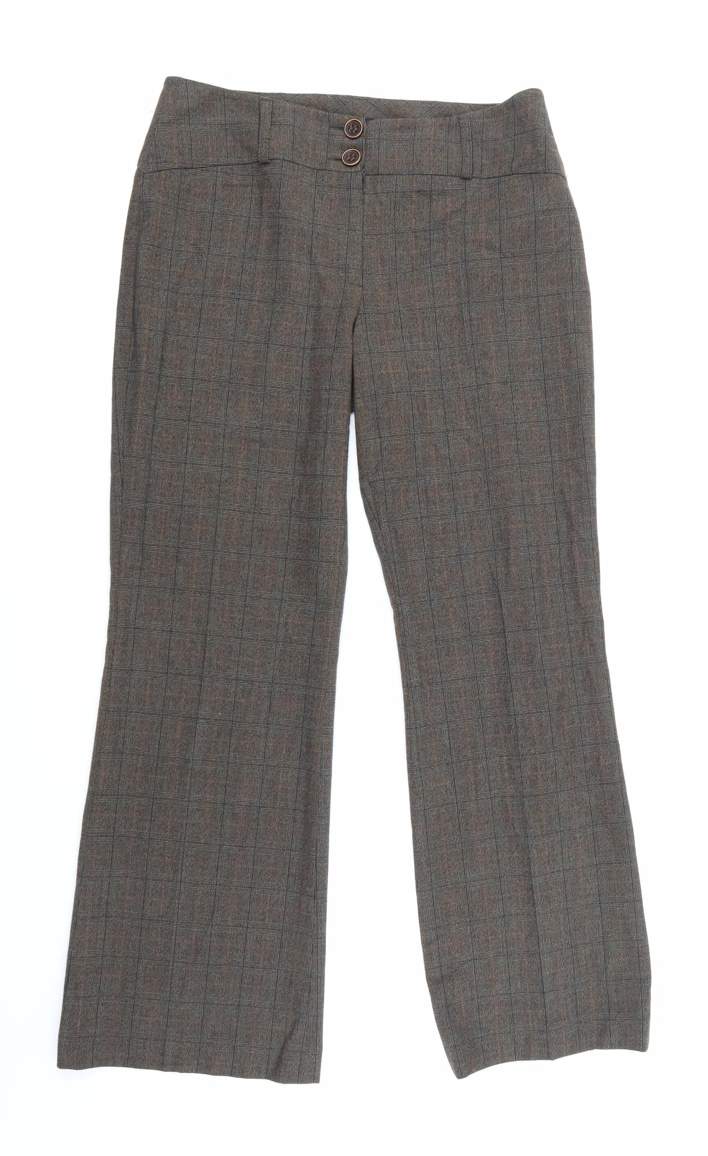 NEXT Womens Brown Check  Trousers  Size 12 L30 in