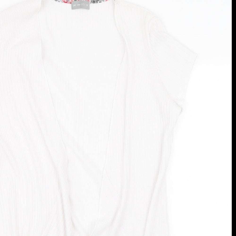 Per Una Womens White  Knit Cardigan Jumper Size 14