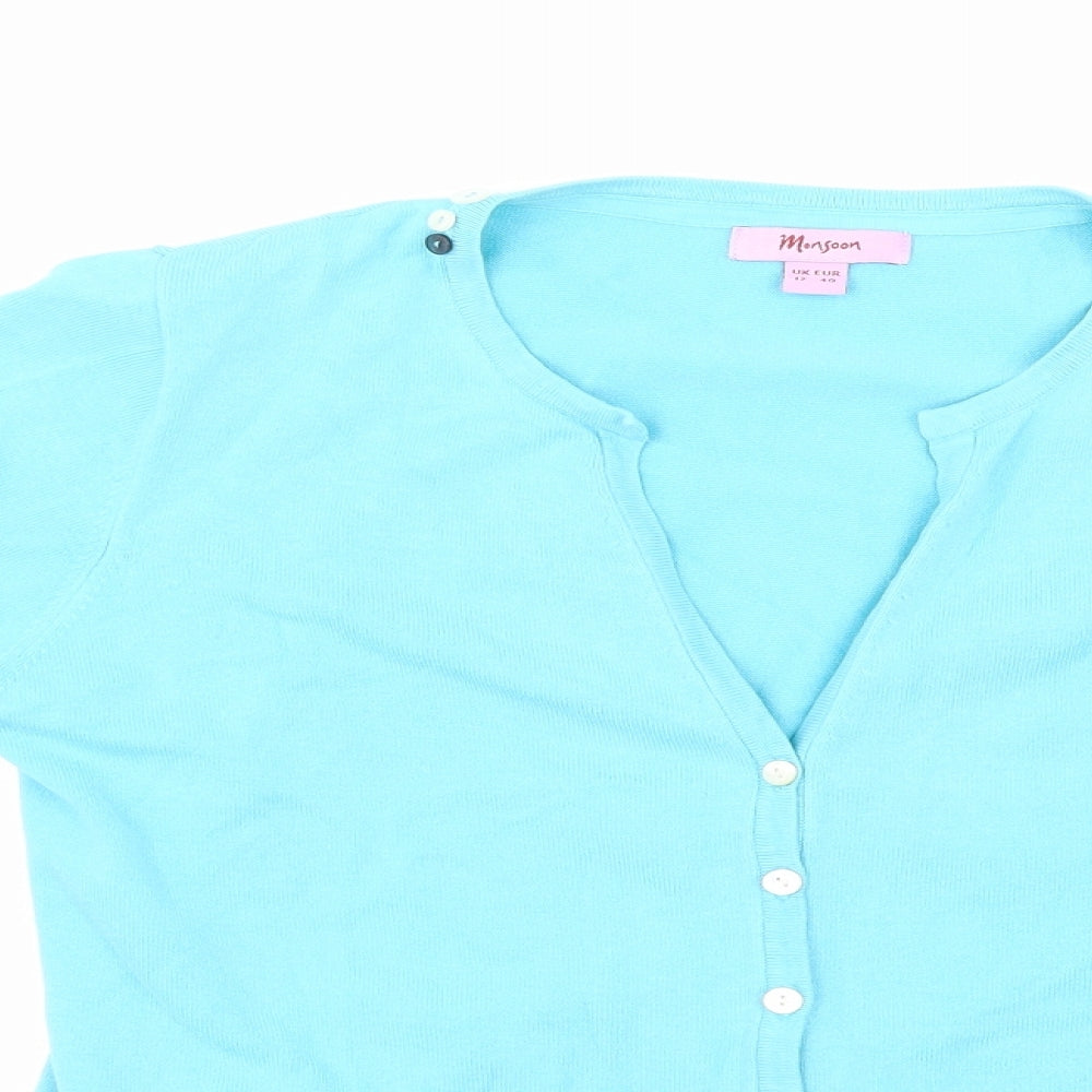 Monsoon Womens Blue  Knit Cardigan Jumper Size 12