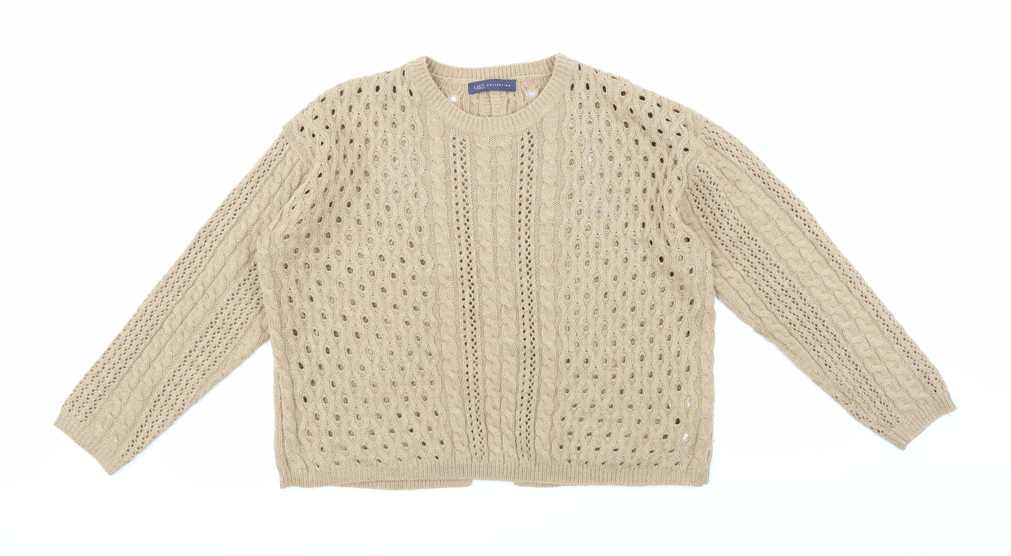 Marks and Spencer Womens Beige  Knit Pullover Jumper Size 14