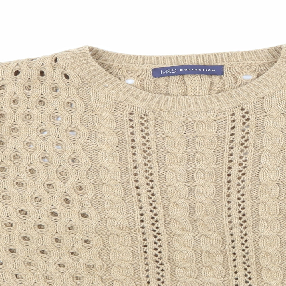 Marks and Spencer Womens Beige  Knit Pullover Jumper Size 14