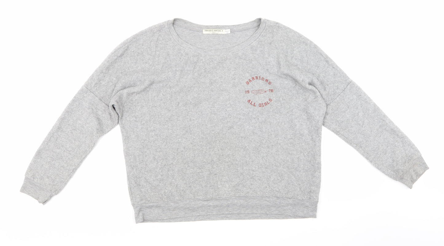 Project Social T Womens Grey   Pullover Sweatshirt Size M
