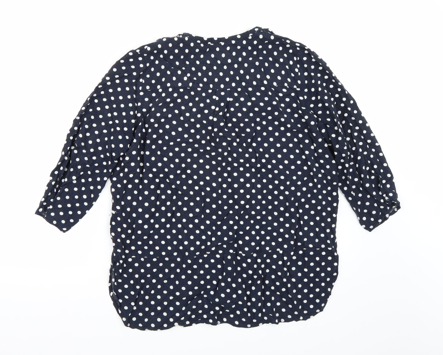 R edition Womens Blue Polka Dot  Basic Blouse Size 14