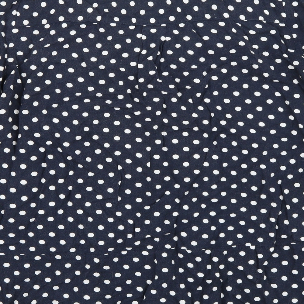 R edition Womens Blue Polka Dot  Basic Blouse Size 14