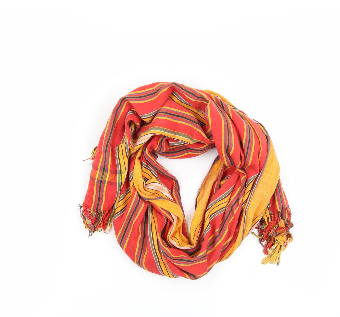 Preworn Womens Red Striped   Scarf