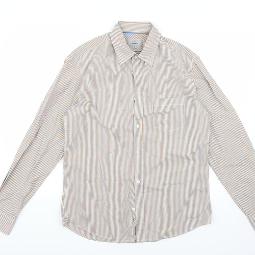 Marks and Spencer Mens White Striped   Button-Up Size M